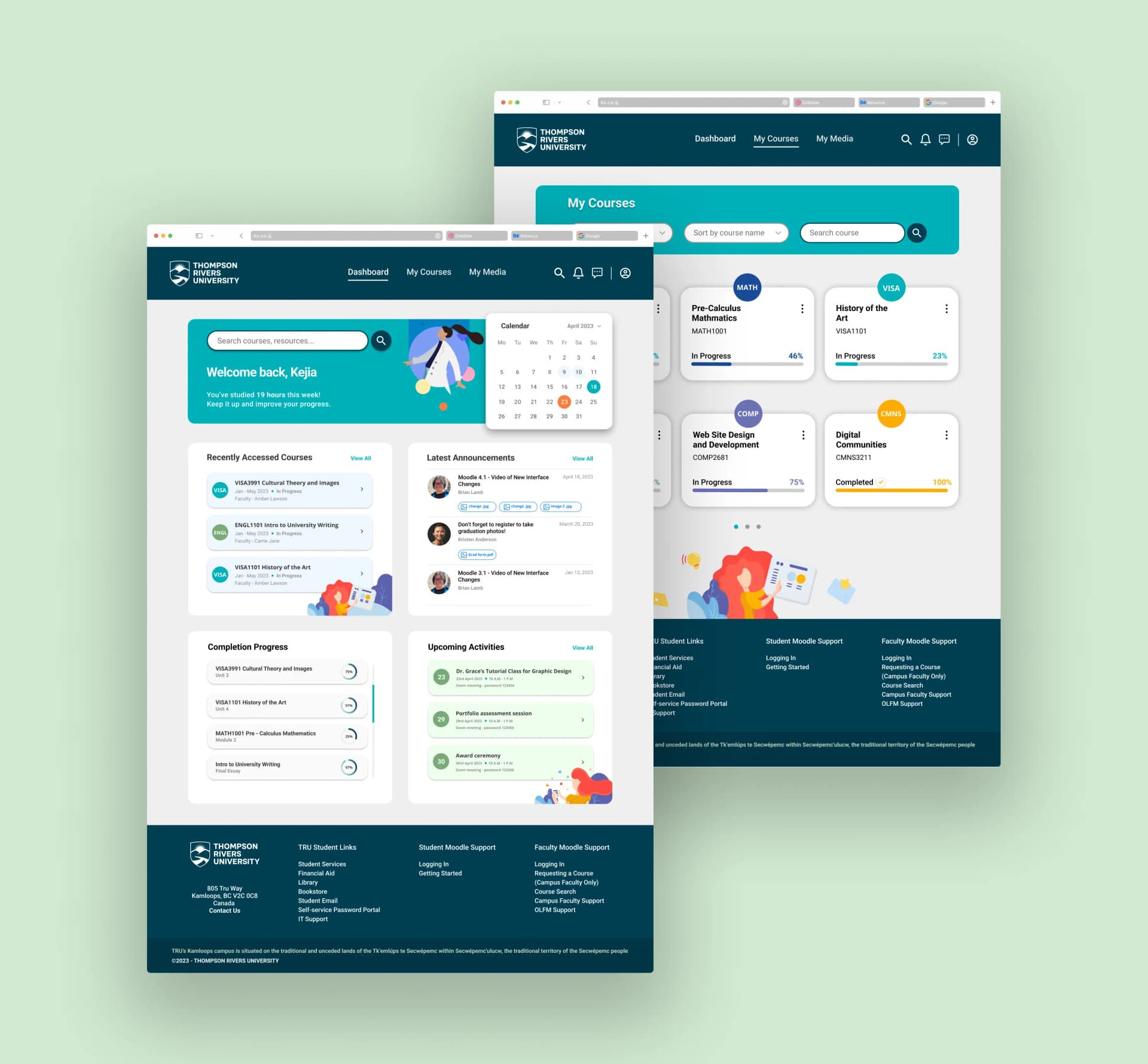 TRU Moodle Dashboard Redesign