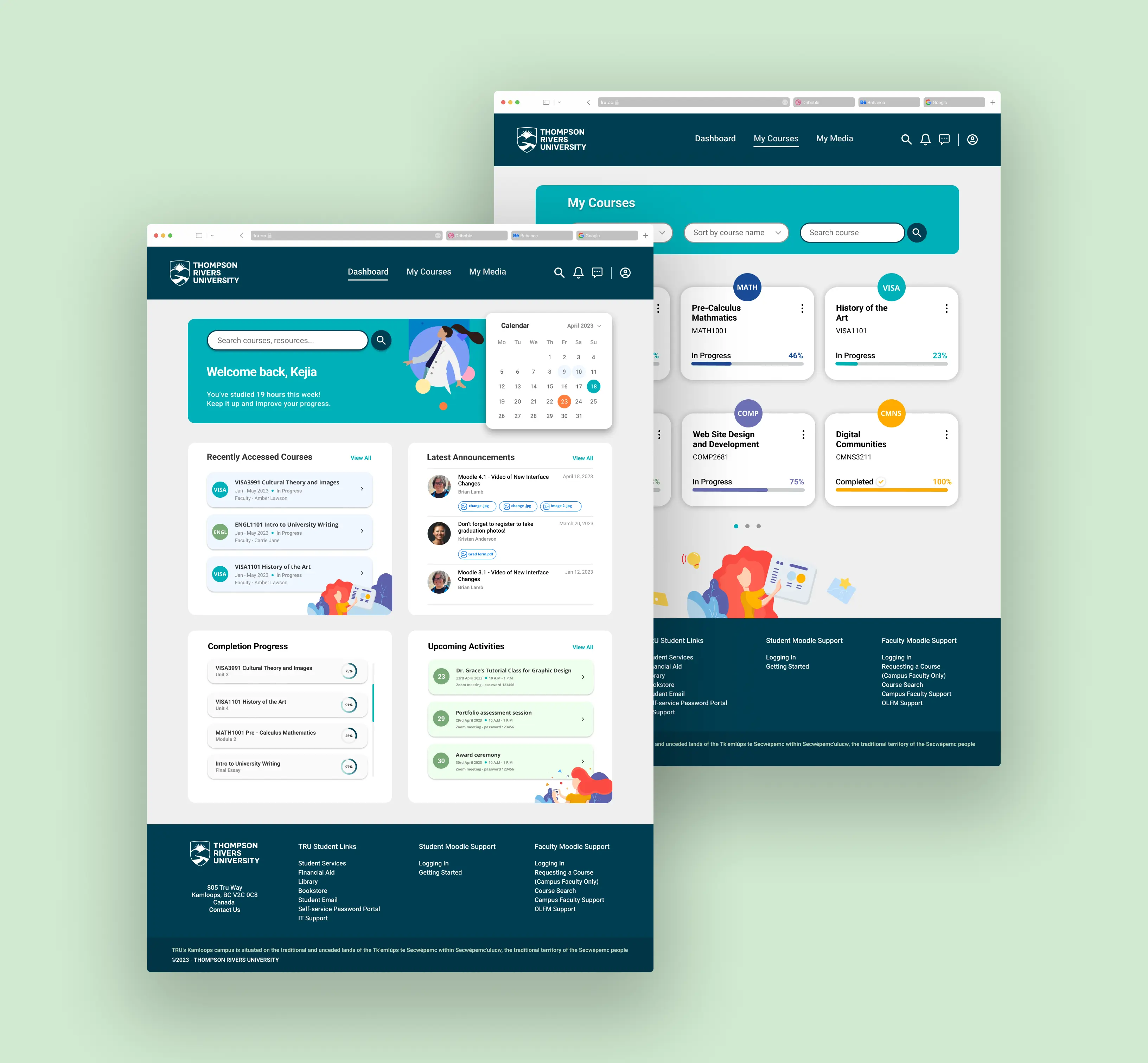TRU Moodle Dashboard Redesign