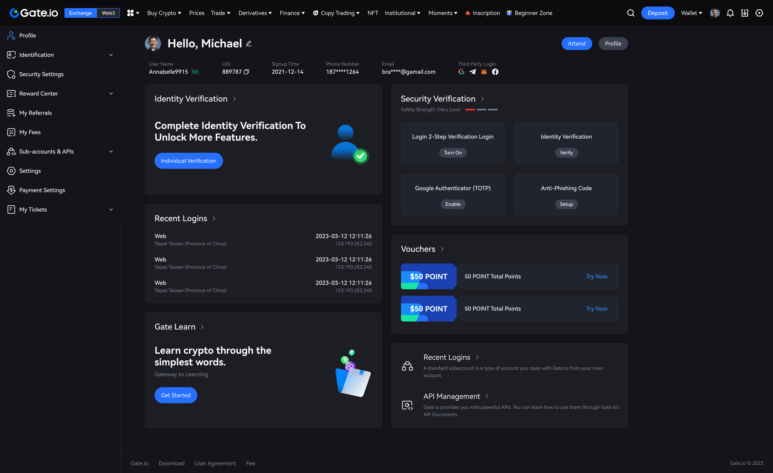 My Profile Dark Mode