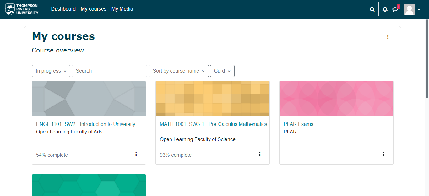 Existing Moodle My Courses
